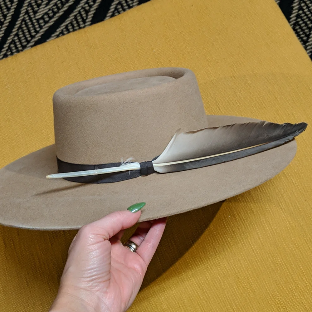 Shyanne Wool Felt Boater Hat Western - Picture 2 of 6